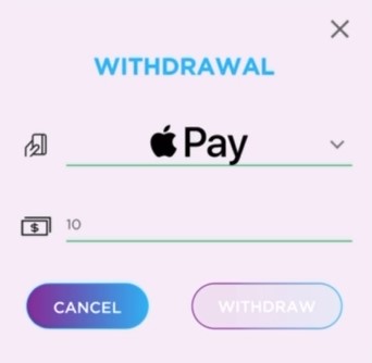 Apple Pay withdrawal screen enter amount