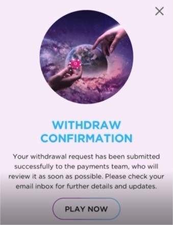 Aple PAy withdrawal confirmation screen