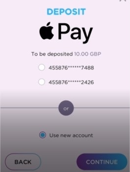 Apple Pay deposit choose account