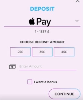Apple Pay deposit choose amount
