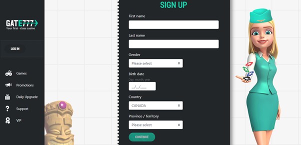Gate777 Casino signup 