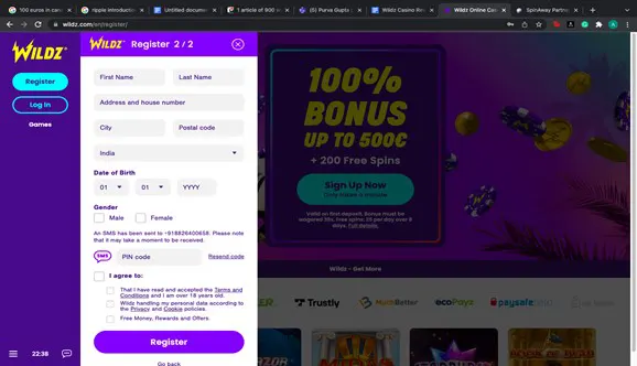 How to sign up at Wildz Casino 