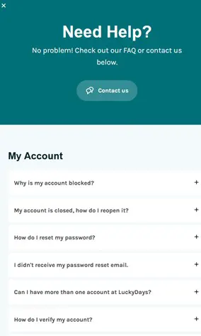 Lucky Days customer support and FAQ 