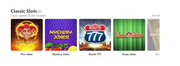 Classic slots at Dreamz Casino 