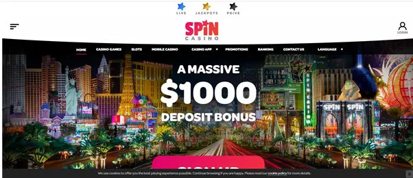 Spin Casino welcome bonus 