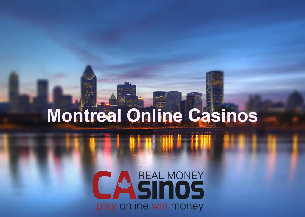 Real Money Casinos logo on Montreal skyline