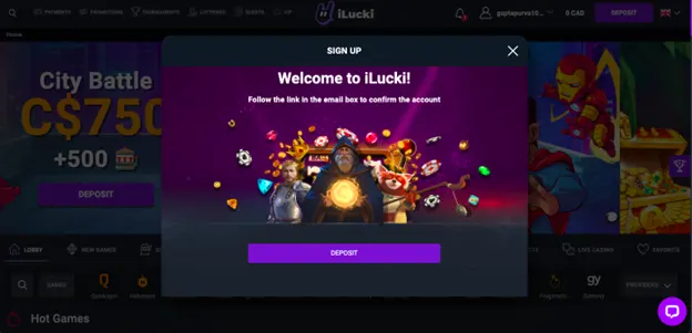 Welcome page iLucki 