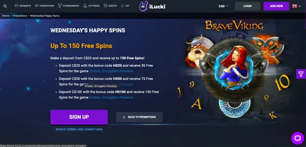 Wednesday's Happy Spins promotion 