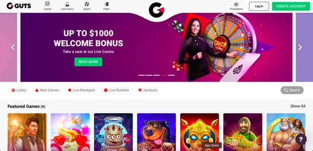 welcome offer at guts casino