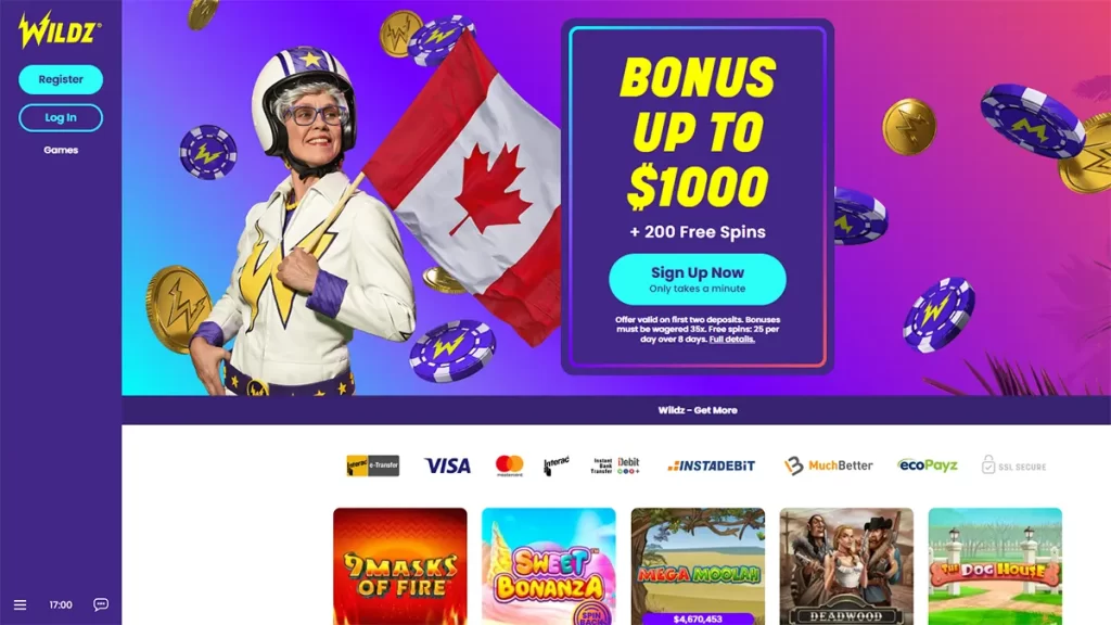 Wildz Casino homepage Canada