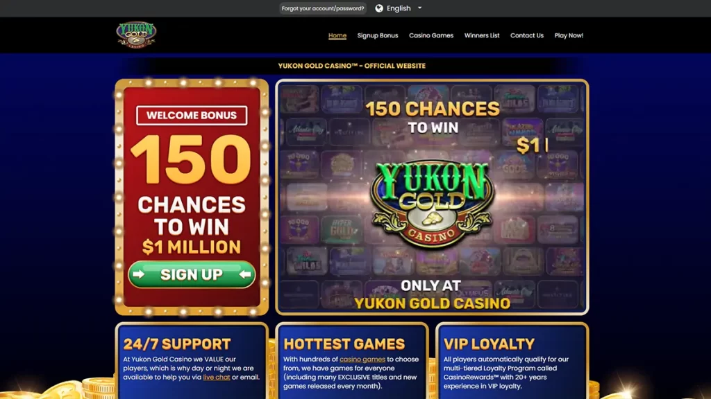Yukon Casino CA homepage 