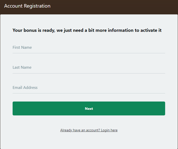 Yukon Gold Signup screenshot