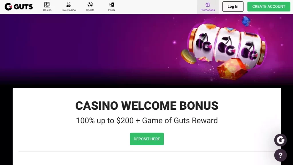 Guts Casino Welcome Offer