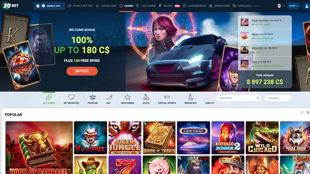 20Bet Casino homepage