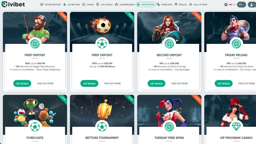 IviBet Casino bonuses and promotions