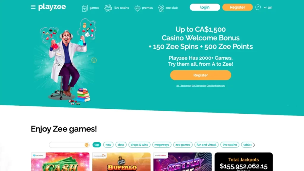 Playzee Casino homepage CA