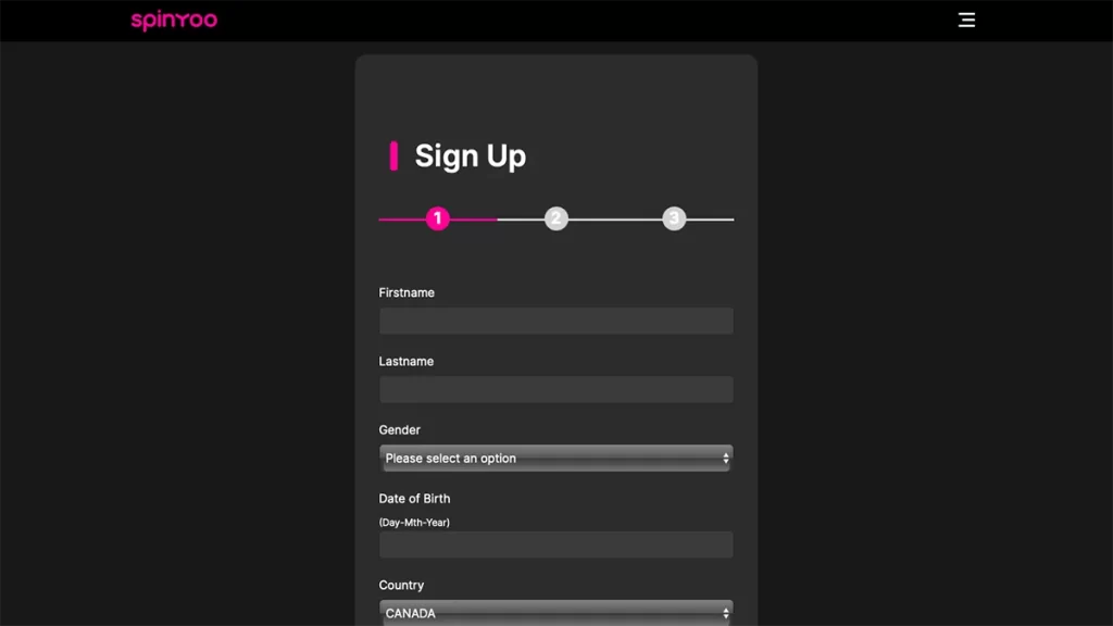 SpinYoo Casino sign up
